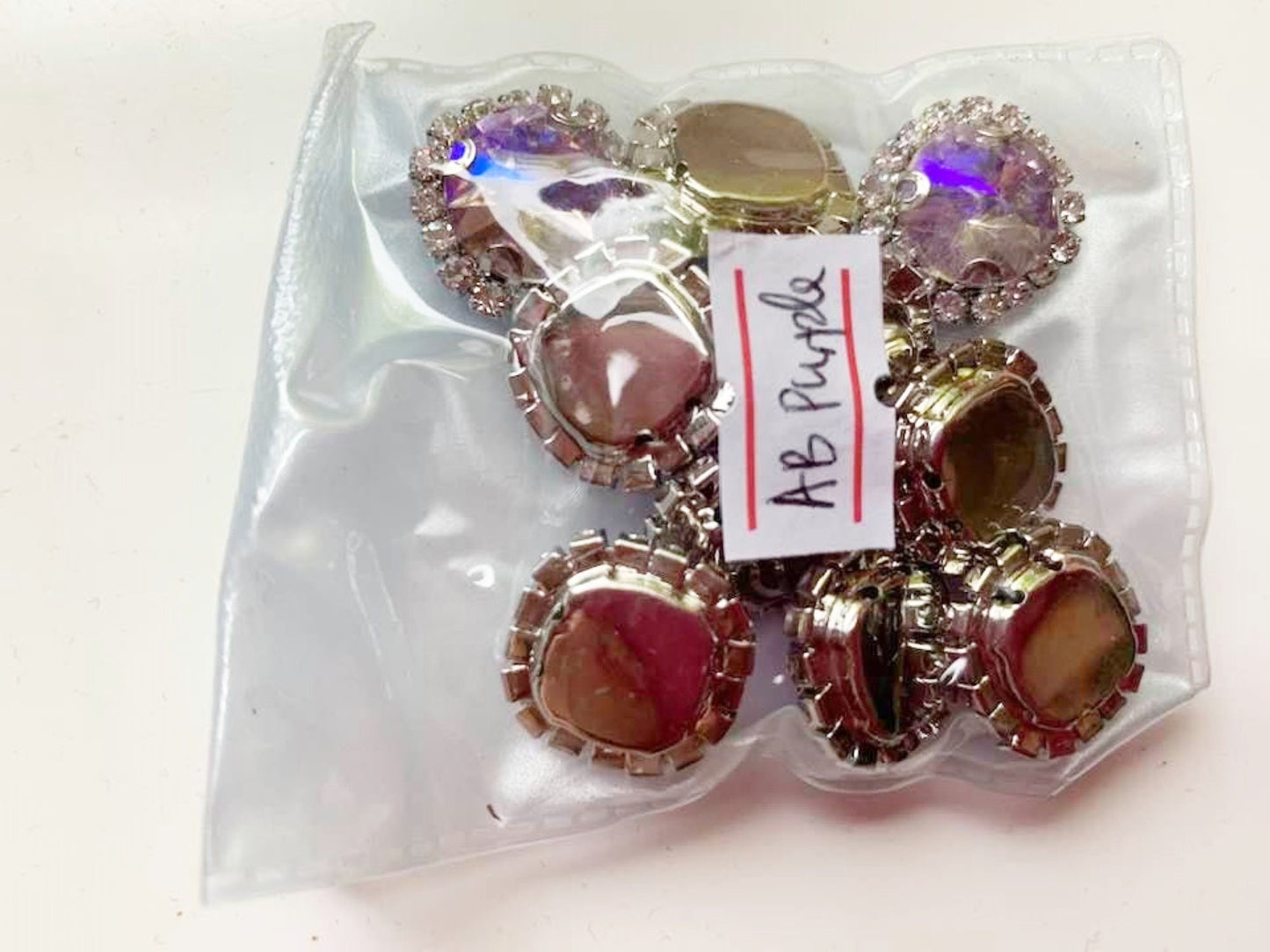 (S13ABS)  10 Pcs / 16mm / Silver Sew On Square Rhinestone
