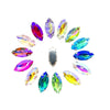 (S18S(AB))  50 Pcs / 7 x 15mm / Sew On Gold Base Crystal Horse Eye Crystal