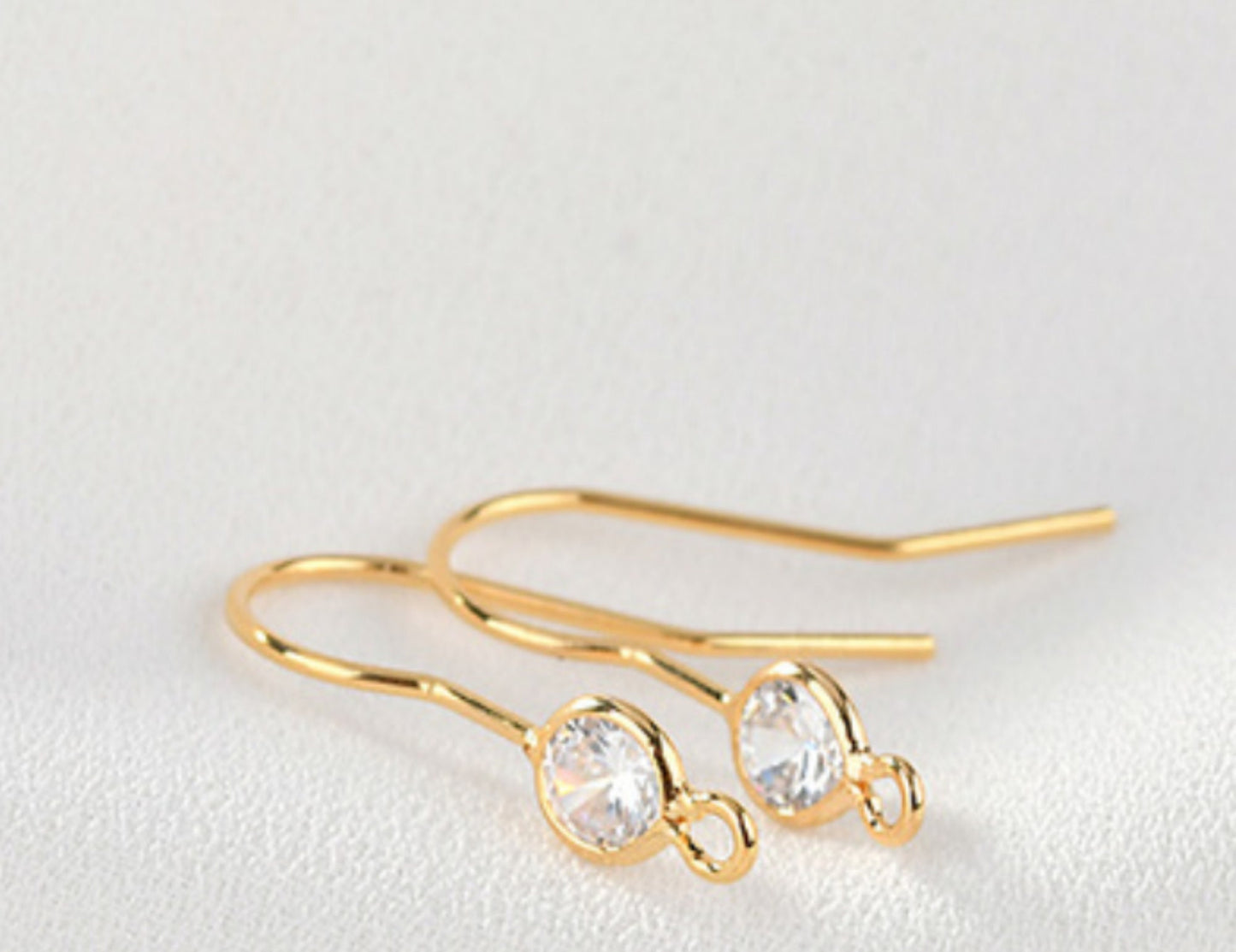 (EK36) 10 pcs / Gold Plated Crystal Earrings Hoop