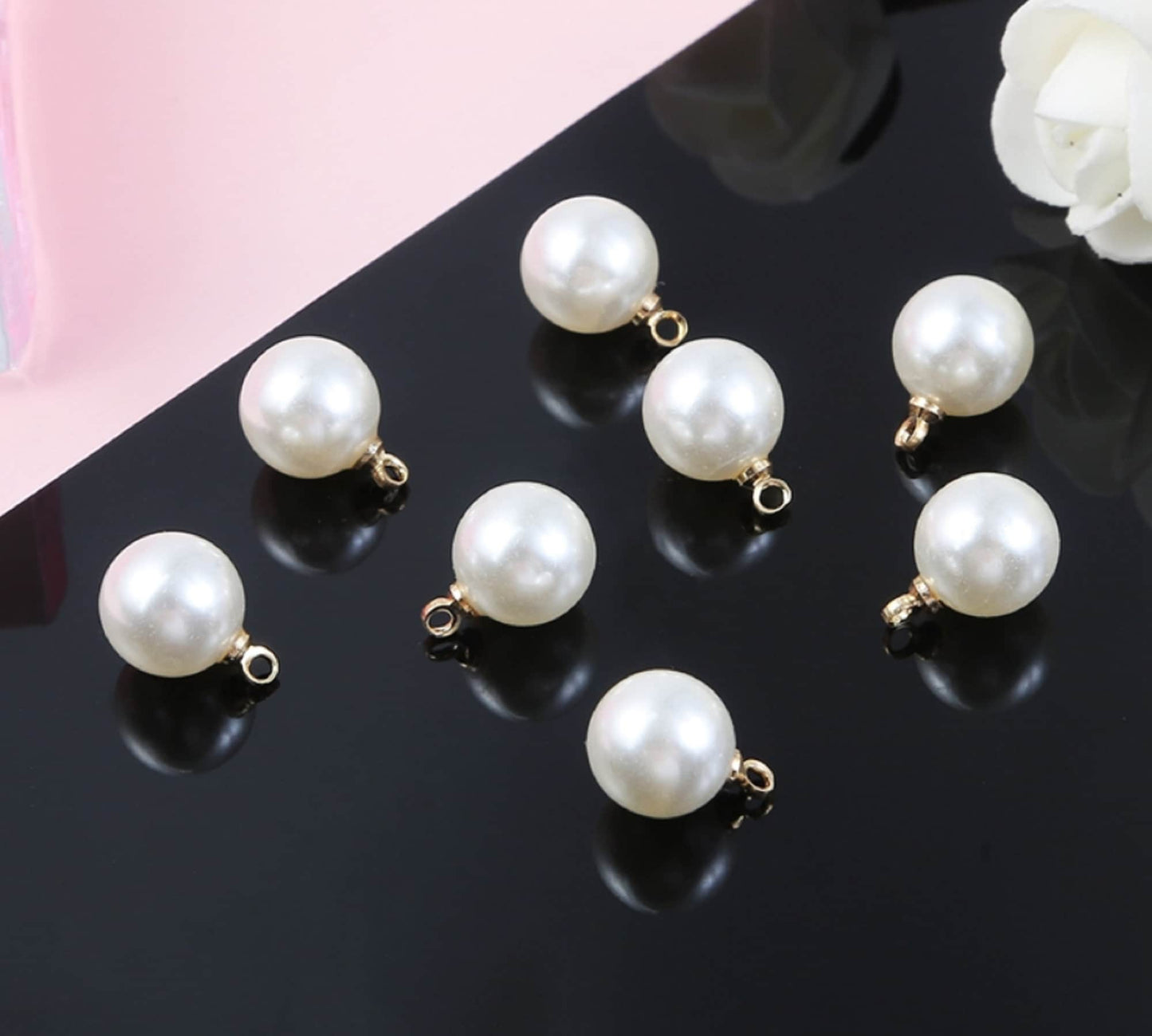 (P046) 20 pcs / 6mm, 8mm /Single Loop Pearl Beads