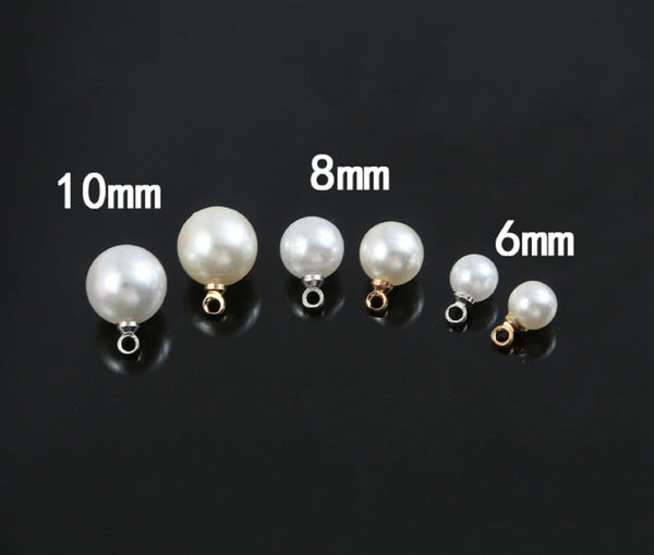 20 pcs / 6mm, 8mm /Single Loop Pearl Beads P046