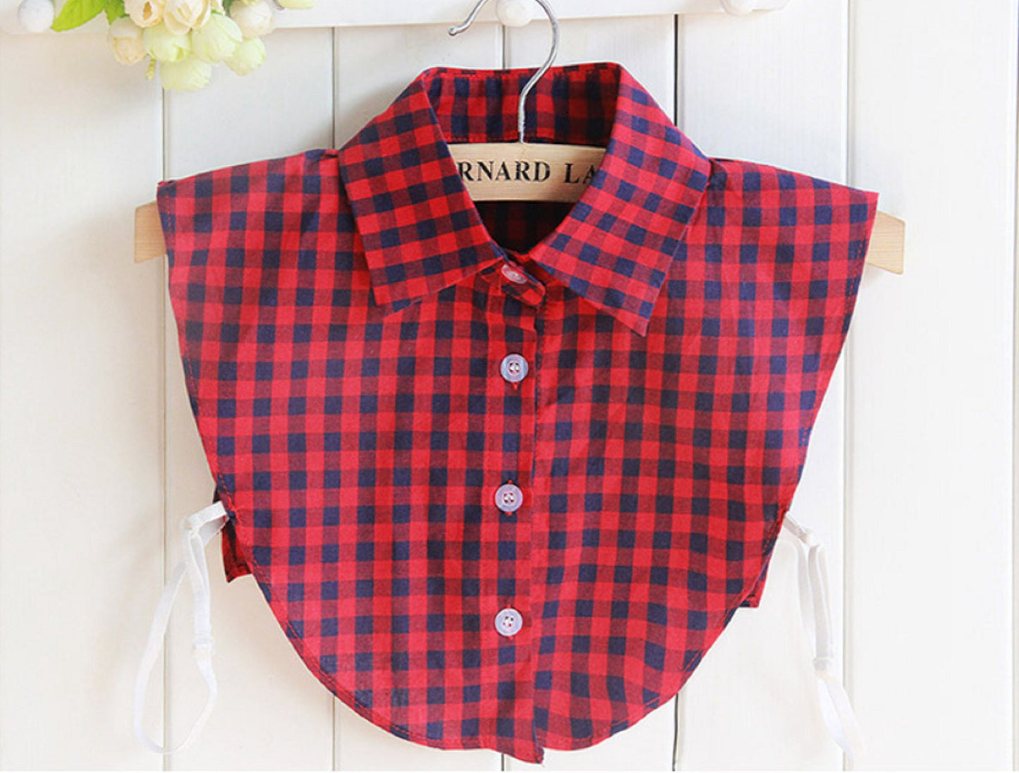 B119 / Red Fake Collar, False Collar, Removable Collar