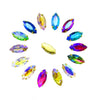 S18G(AB) 50 Pcs / 5 x 10mm, 7 x 15mm / Sew On Gold Base Horse Eye Crystal