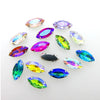 S18S(AB) 50 Pcs / 7 x 15mm / Sew On Gold Base Horse Eye Crystal