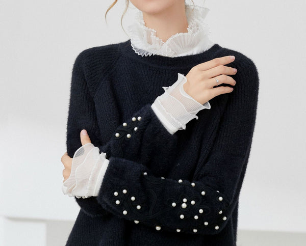 Off White Elegant Lace Fake Collar, False Collar, Removable Collar B624