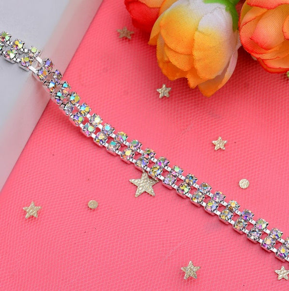 3 meters / 5mm / Double Rows / Rhinestone Diamante Chain C26