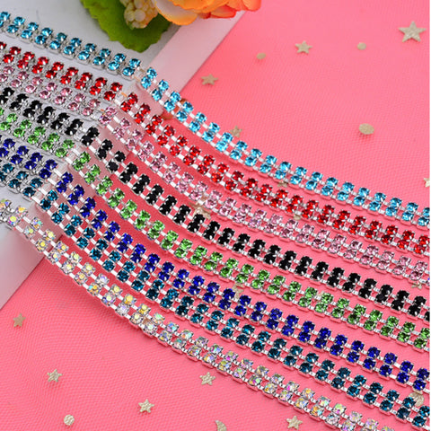 3 meters / 5mm / Double Rows / Rhinestone Diamante Chain C26