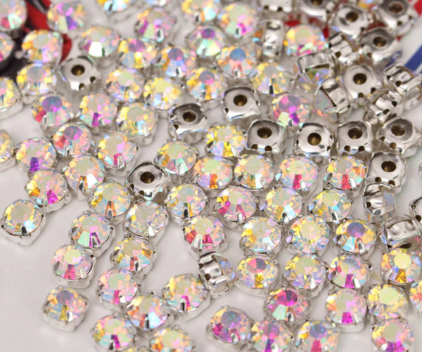 100 pcs / 3mm-7mm / Base Sew On Rhinestones S31