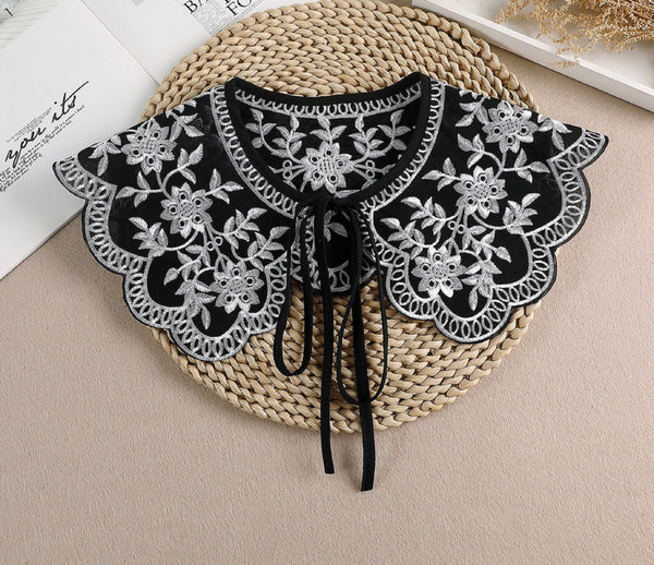 42cm, 50cm(XL) / Off White, Black / Fake Lace Collar, False Collar, Removable Collar   B630(K-small)