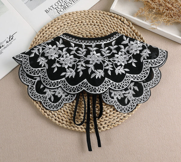 42cm, 50cm(XL) / Off White, Black / Fake Lace Collar, False Collar, Removable Collar   B630(K-small)