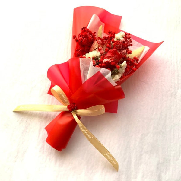 Red Dried Roses Valentines Bouquet, Birthday Flower Bouquet, Birthday Gift DF003