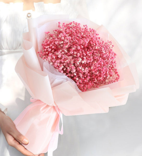 Pink Preserved Baby Breath Bouquet, Dried Flower Bouquet, Preserved Flower Bouquet, Birthday Flower Bouquet, Birthday Gift BB002