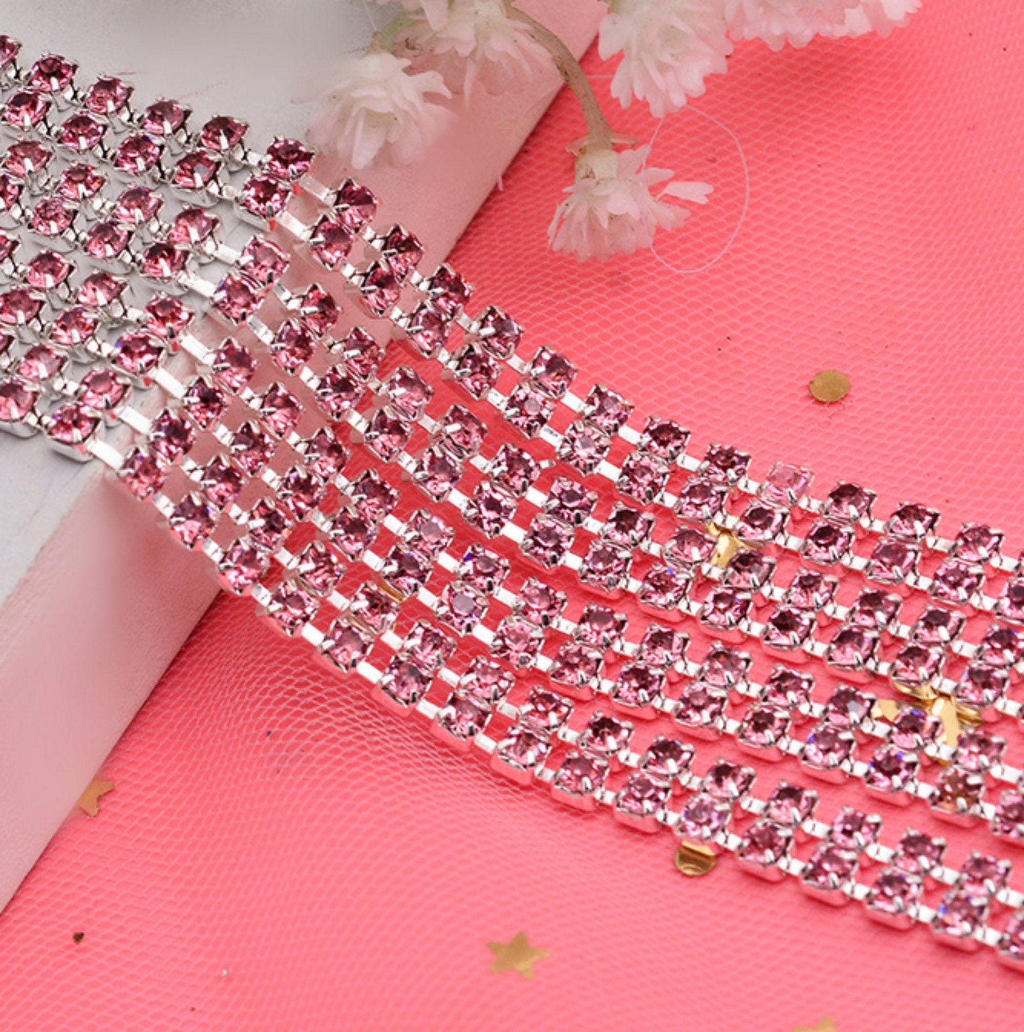 3 meters / 5mm / Double Rows / Rhinestone Diamante Chain C26