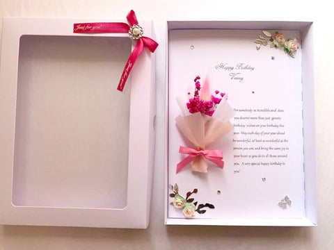 Luxury Personalised Card, Handmade Preserved Flower Card, Dried Flower Birthday Card, Birthday Card, Bouquet Card, 3D Flower Card C442