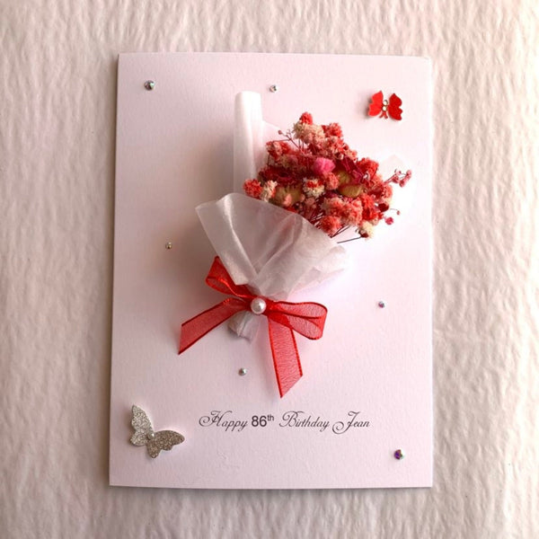 Luxury Handmade Preserved Dried Flower Birthday Card  C042