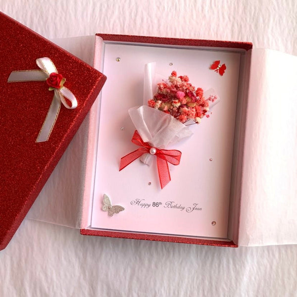 Luxury Handmade Preserved Dried Flower Birthday Card  C042