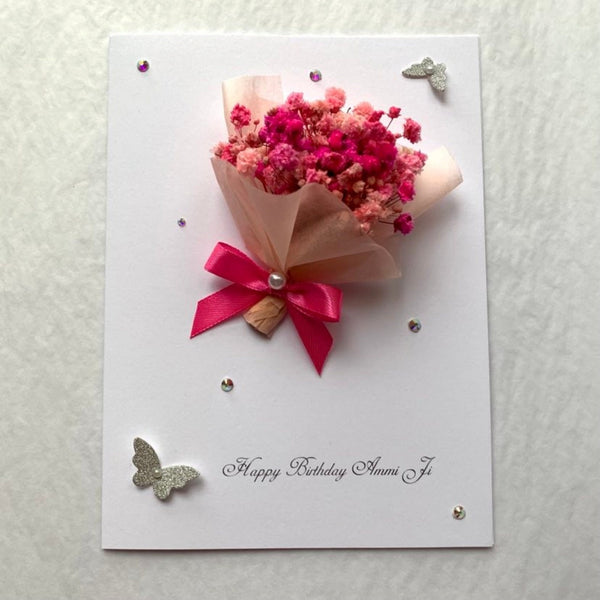 Luxury Handmade Preserved Dried Flower Birthday Card  C008