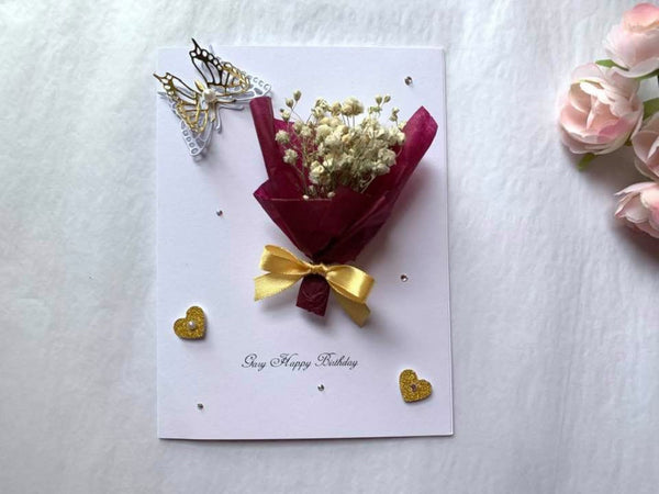 Luxury Handmade Preserved Birthday Card  C007