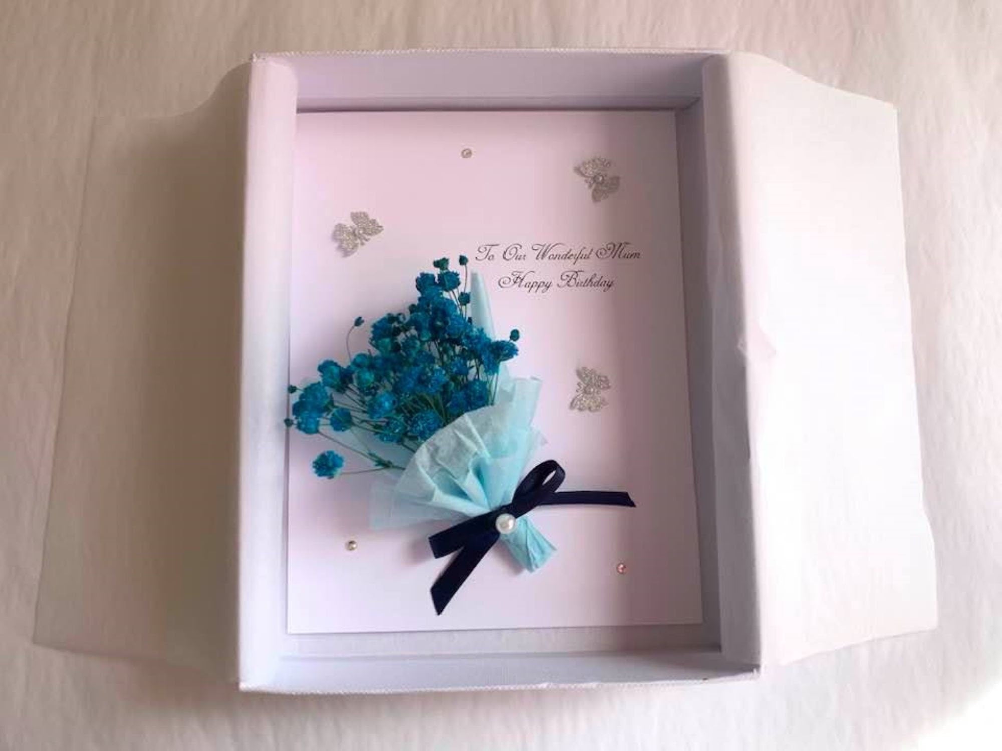 Luxury Handmade Preserved Dried Flower Birthday Card  C011