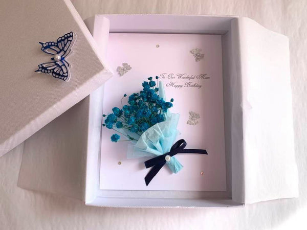 Luxury Handmade Preserved Dried Flower Birthday Card  C011