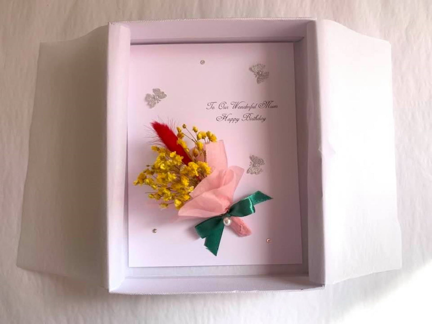 Luxury Handmade Preserved Dried Flower Birthday Card C012