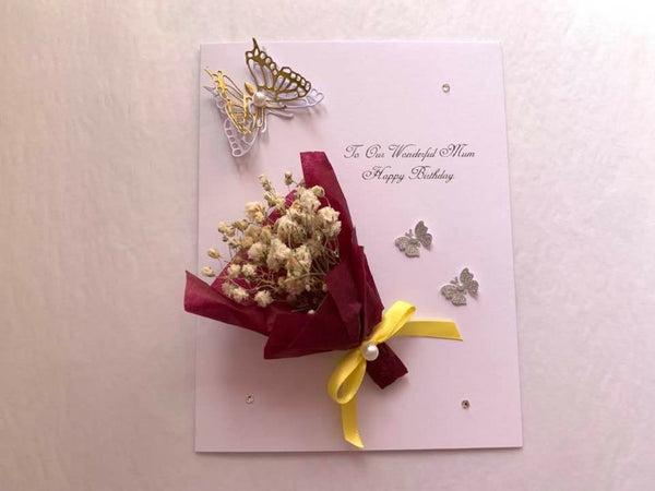 Luxury Handmade Preserved Birthday Card  C013
