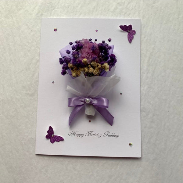 Luxury Handmade Preserved Dried Flower Birthday Card  C036