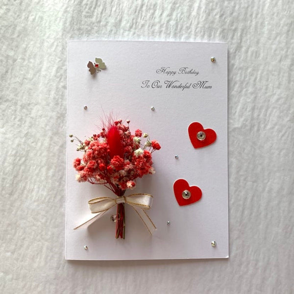 Luxury Handmade Preserved Dried Flower Birthday Card  C038