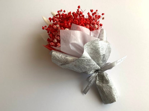 Red Preserved Baby Breath Bouquet, Dried Flower Bouquet, Preserved Flower Bouquet, Birthday Flower Bouquet, Birthday Gift BB010