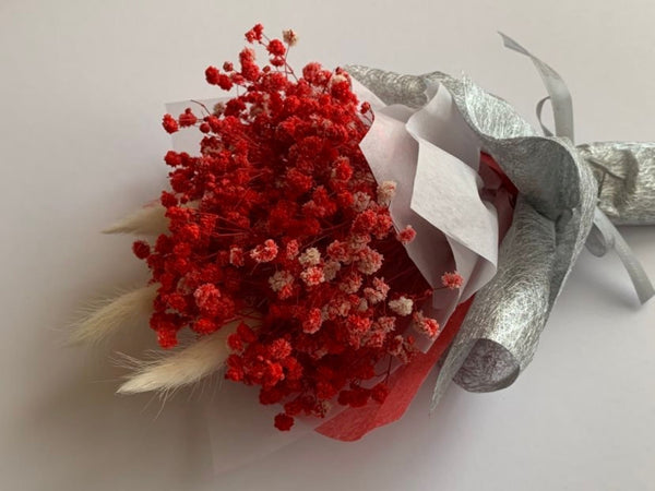 Red Preserved Baby Breath Bouquet, Dried Flower Bouquet, Preserved Flower Bouquet, Birthday Flower Bouquet, Birthday Gift BB010