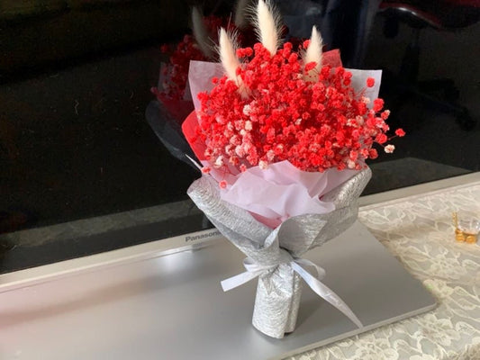 Red Preserved Baby Breath Bouquet  BB010