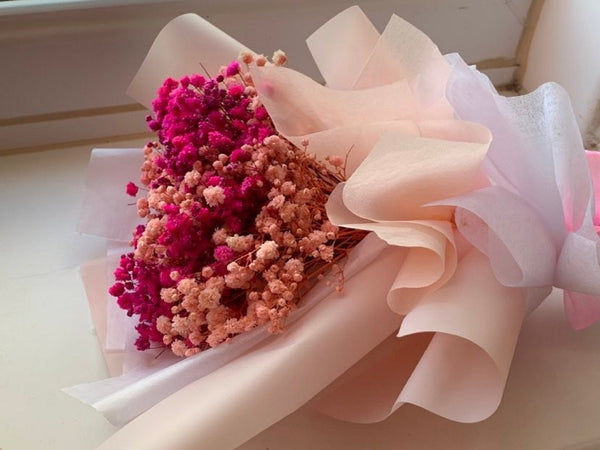 Pink Preserved Baby Breath Bouquet, Dried Flower Bouquet, Preserved Flower Bouquet, Birthday Flower Bouquet, Birthday Gift BB011