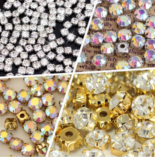 (S31)   100 pcs / 3mm-7mm / Base Sew On Rhinestones