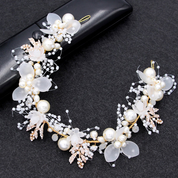 Flower Wedding Headband, Bridal Hair Vine, Wrist Corsage   TS1101