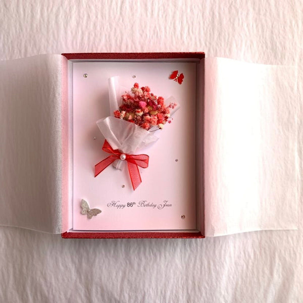 Luxury Handmade Preserved Dried Flower Birthday Card  C042