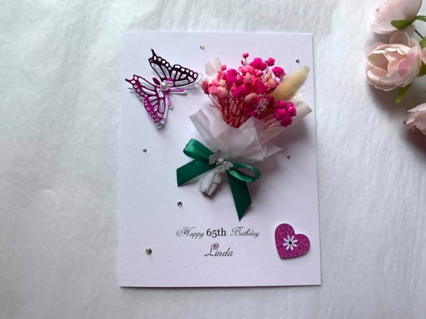 Luxury Handmade Personalised Flower Birthday Card  C005