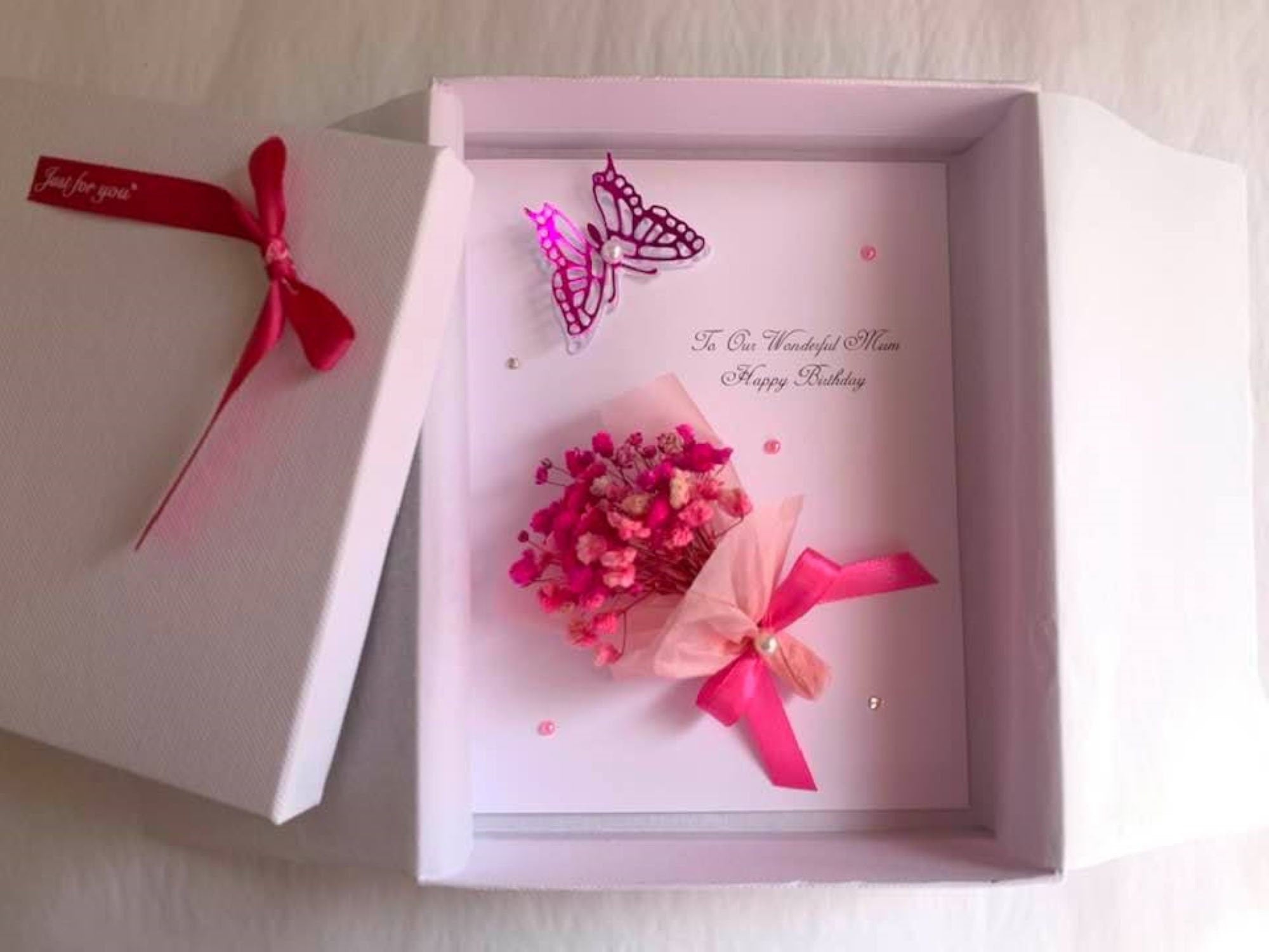 Luxury Handmade Preserved Dried Flower Birthday Card  C009