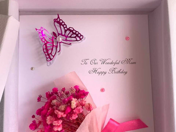 Luxury Handmade Preserved Dried Flower Birthday Card  C009