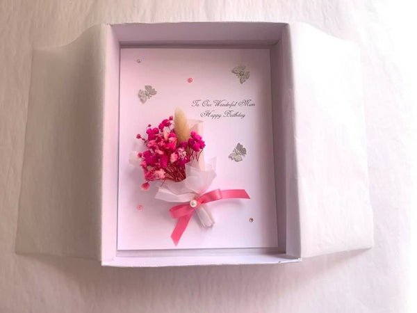 Luxury Handmade Preserved Dried Flower Birthday Card  C010