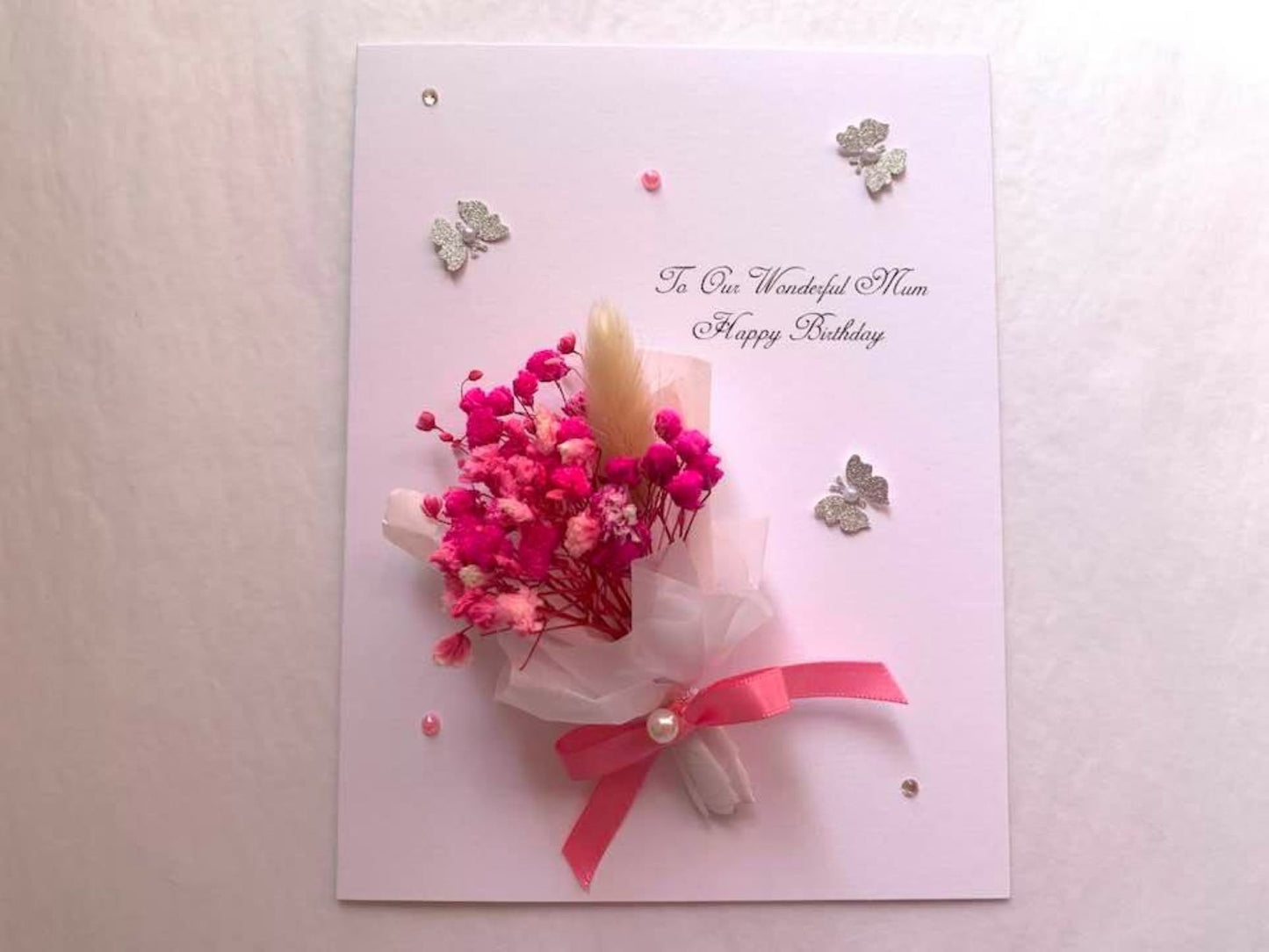 Luxury Handmade Preserved Dried Flower Birthday Card  C010