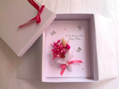 Luxury Handmade Preserved Dried Flower Birthday Card  C010