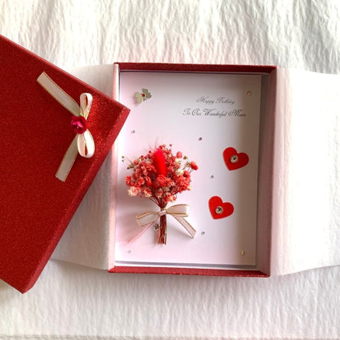 Luxury Handmade Preserved Dried Flower Birthday Card  C038