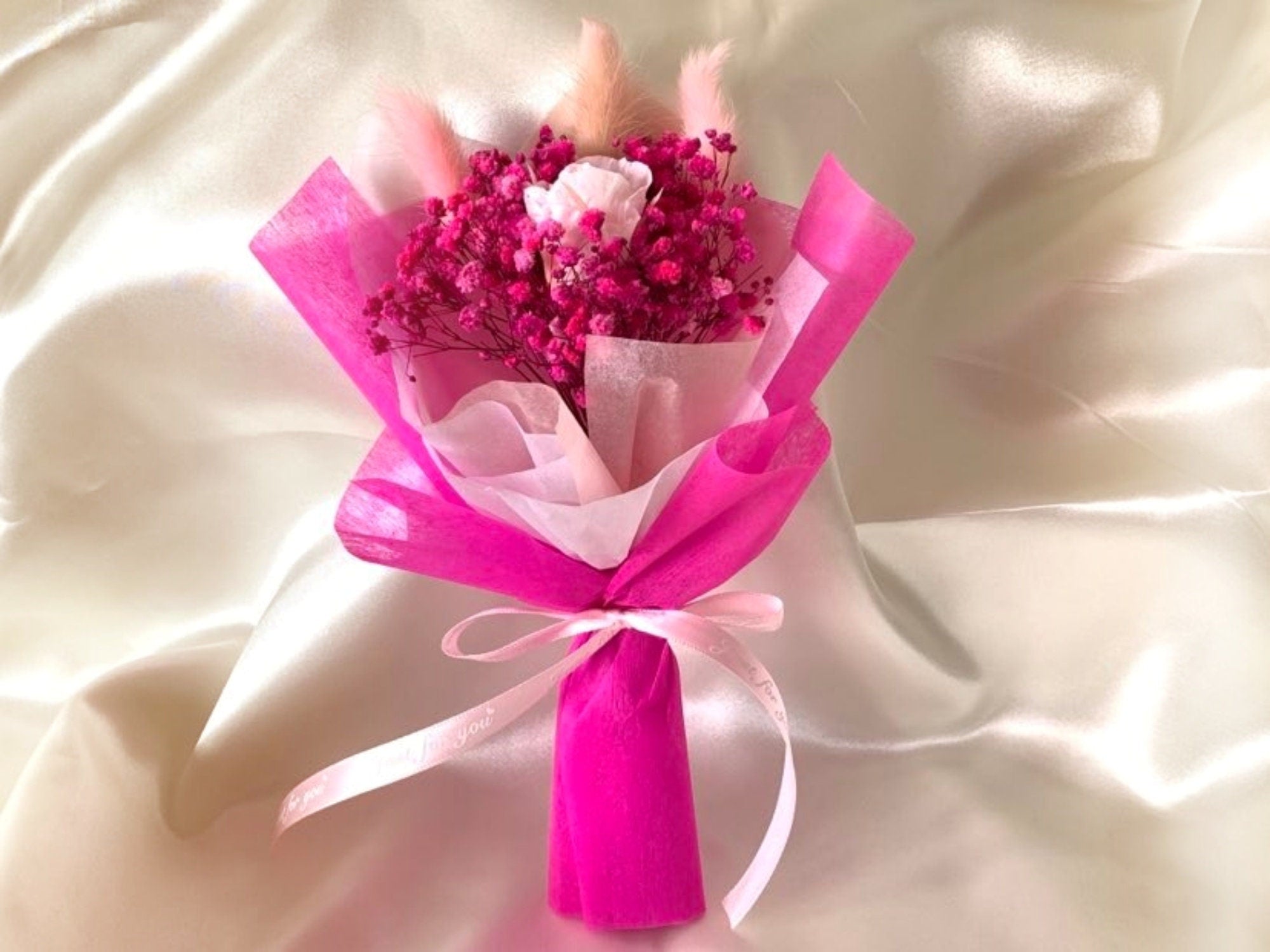 Pink Preserved Flower Bouquet, Birthday Flower Bouquet, Birthday Gift DB005