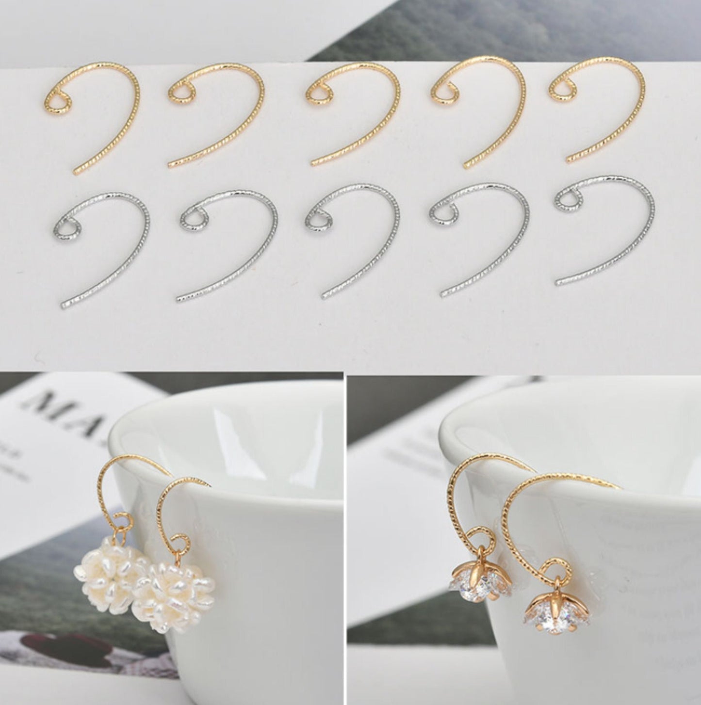 (EK12) 10 pcs / Gold Plated Hoop Earrings, Jewellery Making Findings