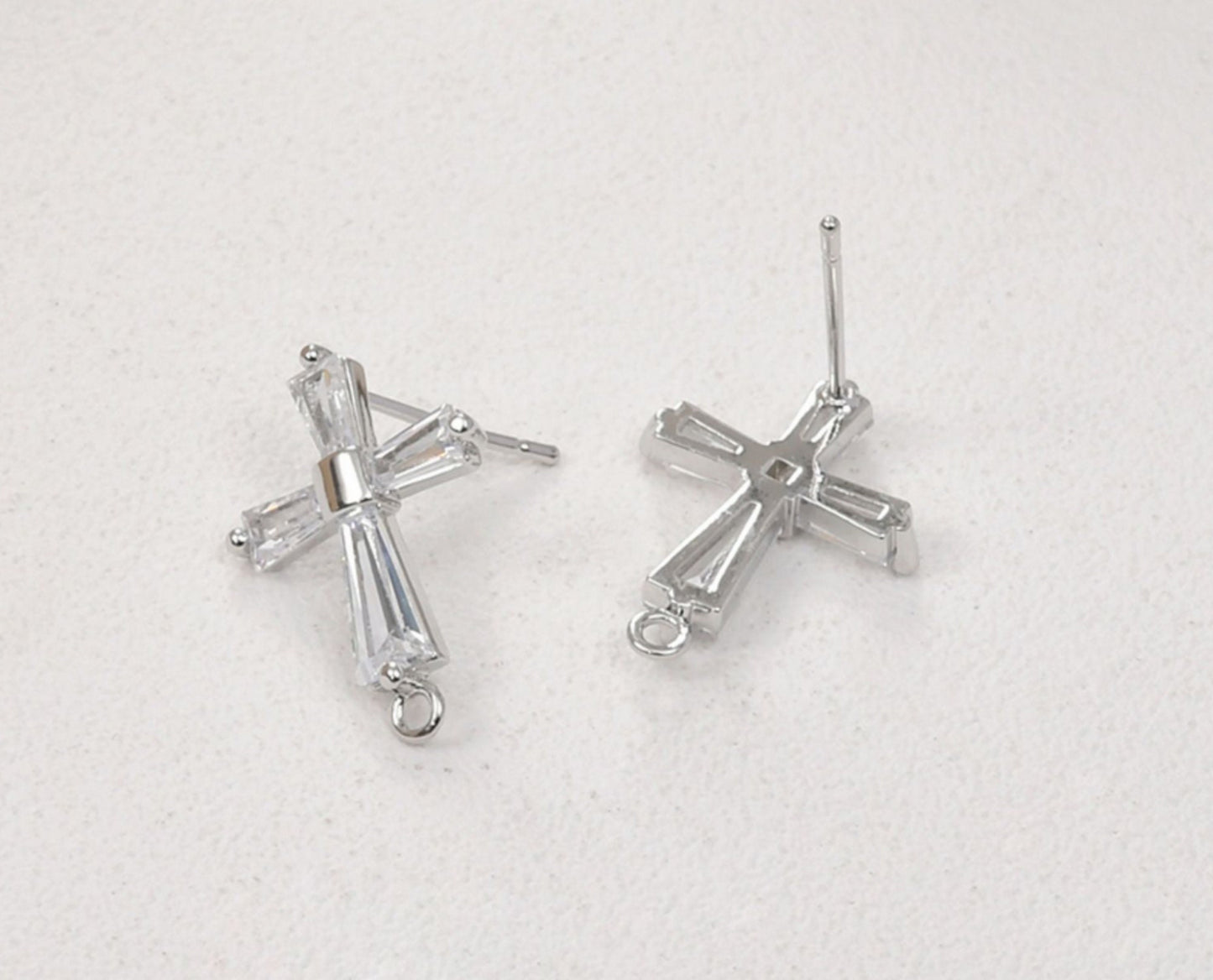 (EK17) 10 pcs / 20 x 14mm / Gold Plated Crystal Stud Earrings