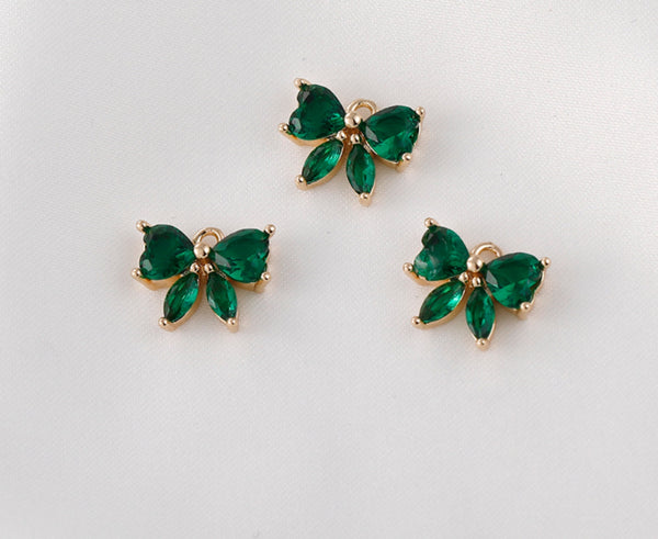 10 Pcs / Gold Plated / Crystal Butterfly Earring Charms   CK001