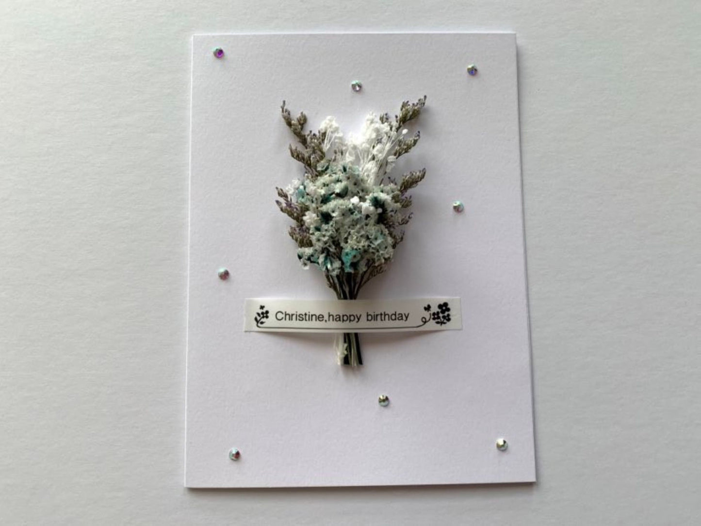 Luxury Handmade Preserved Dried Flower Card C204