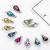 (P045S)  10 Pcs / 13 x 23mm / Double Loops Silver Base Rhinestone Heart Connector