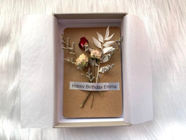 Luxury Personalised Card, Handmade Preserved Flower Card, Dried Flower Birthday Card, Birthday Card, Bouquet Card, 3D Flower Card C055