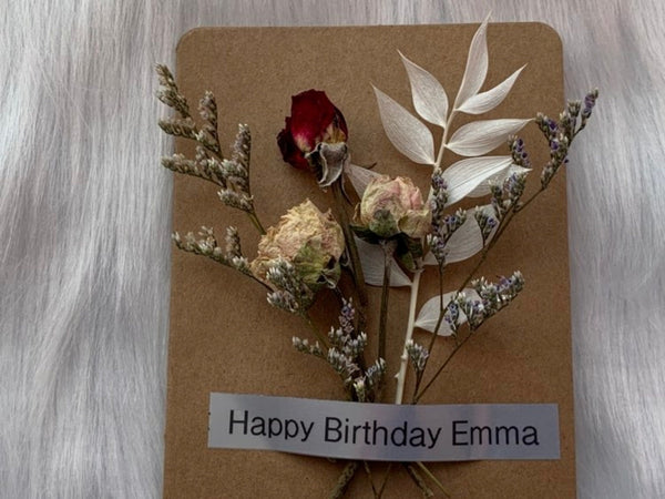 Luxury Personalised Card, Handmade Preserved Flower Card, Dried Flower Birthday Card, Birthday Card, Bouquet Card, 3D Flower Card C055